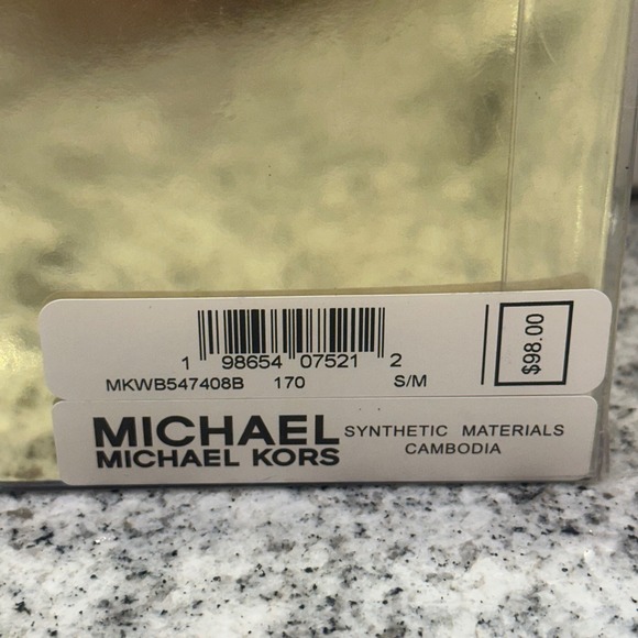 Michael Kors Women's MK Signature Logo Belt Small Medium Gold Buckle Classic New - Picture 5 of 6